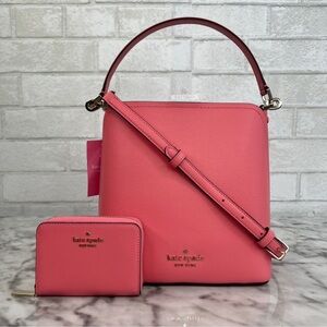 Kate Spade Darcy Bucket Bag and Matching Zip Card Case in Peach Nectar